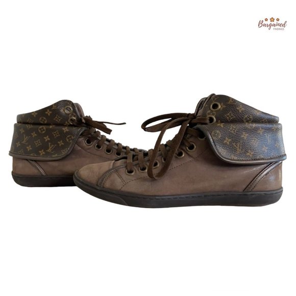 Authentic LOUIS VUITTON Brown Monogram Leather Lace Up Brea Sneakers Size 36/6 - Picture 1 of 14